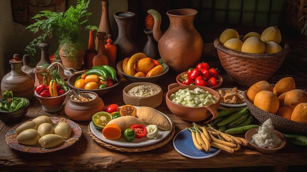 A table full of food including a variety of foods including a variety of foods.