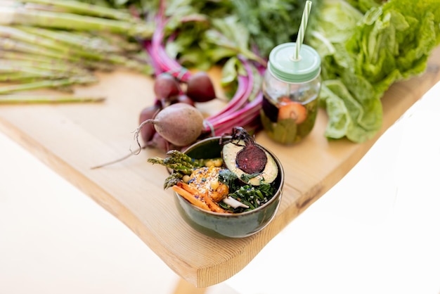 Table full of fresh food ingredients