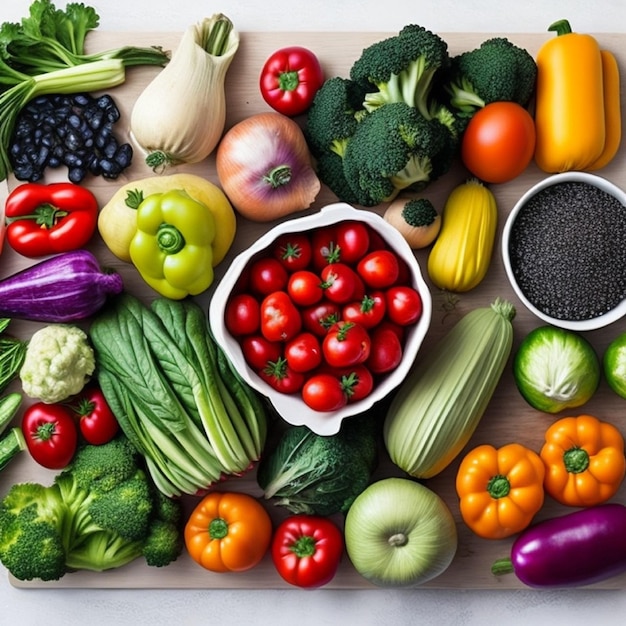 A table full of vegetables including black bean, black bean, black bean, and black bean.