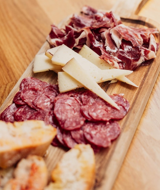 Table of Iberian sausages and Manchego cheeses