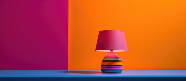 Photo table lamp on colored background