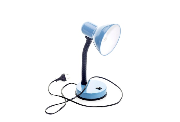 Table lamp with cord on a white background