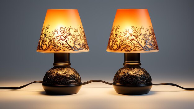 Table lamps on a white background