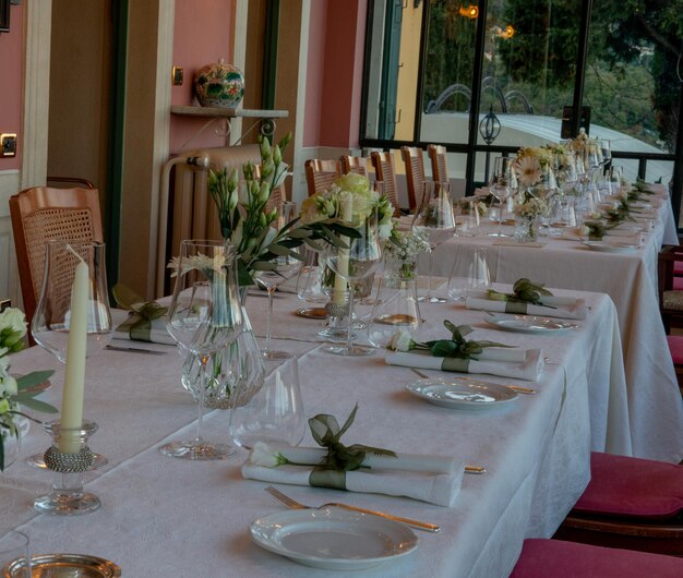 Table prepared for the wedding