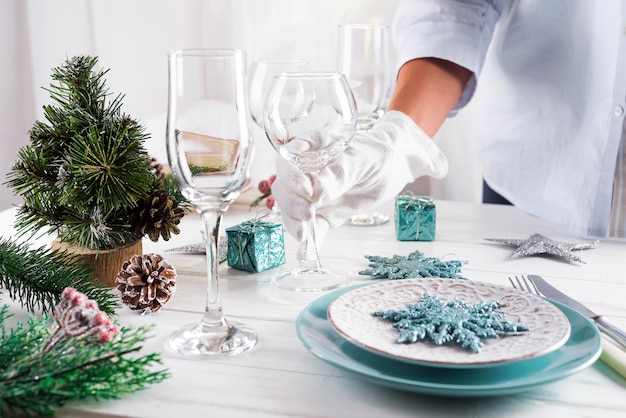 Table served for Christmas dinner