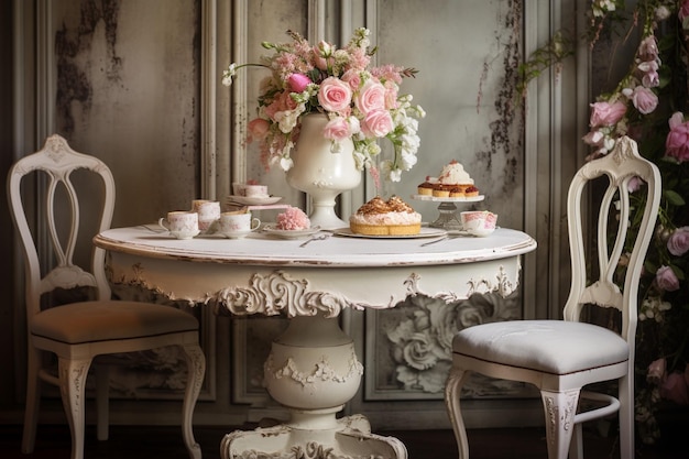 Table served in shabby chic style