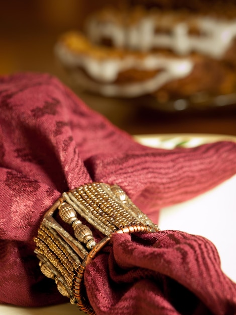 A table set for a holiday meal.