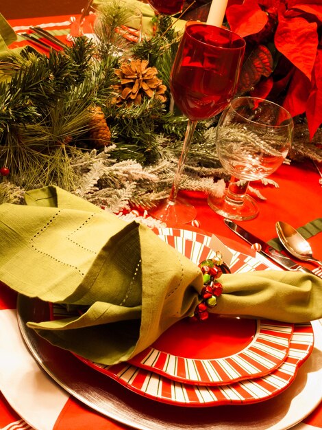 A table set for a holiday meal.