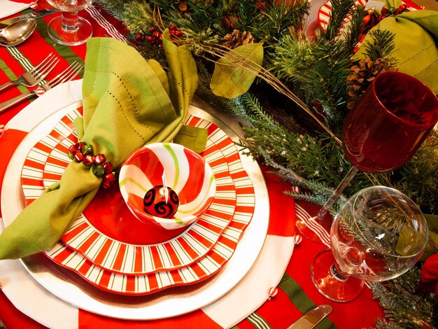 A table set for a holiday meal