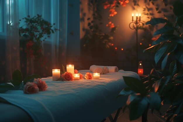 Стол с свечами и цветами