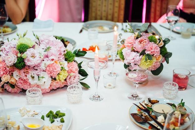 table set with flowers