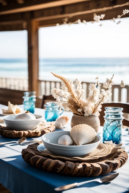 Foto messa a tavola sulla spiaggia