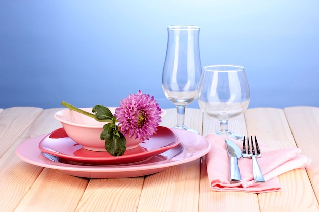 Table setting on bright background closeup