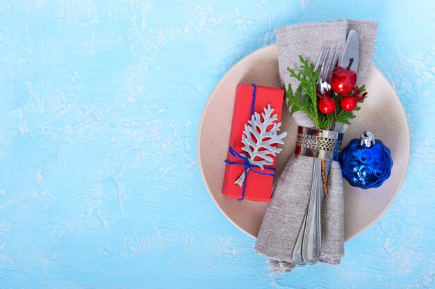 Photo table setting for christmas