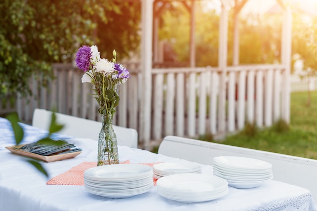 Table setting food celebration outdoors party concept