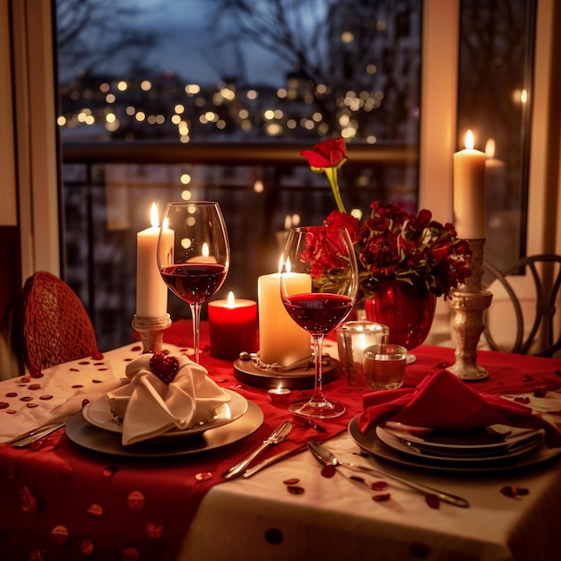 table setting in front of candles