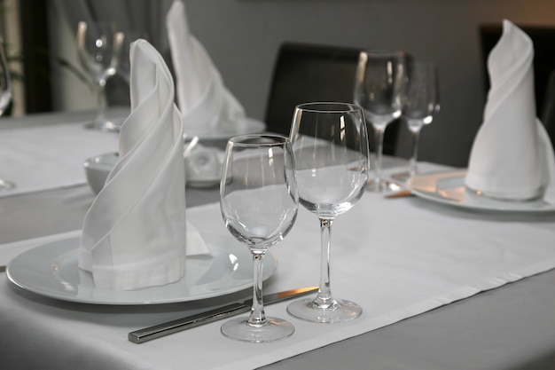 The table setting in restaurant close up