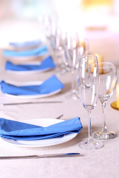 Table setting in restaurant