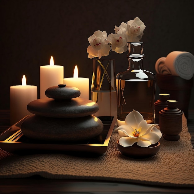 Table Setting for Spa or Meditation Massage Therapy Center Generative AI