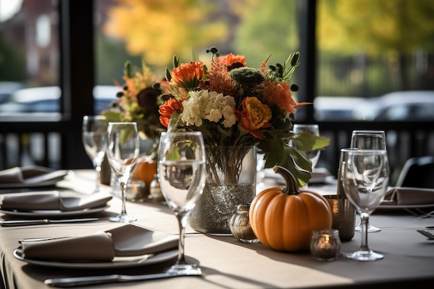 table setting for a thanksgiving dinner party