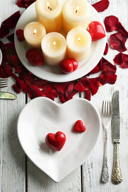 Table setting of Valentines Day