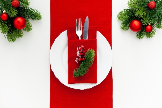 Table setting with decorations for New Year