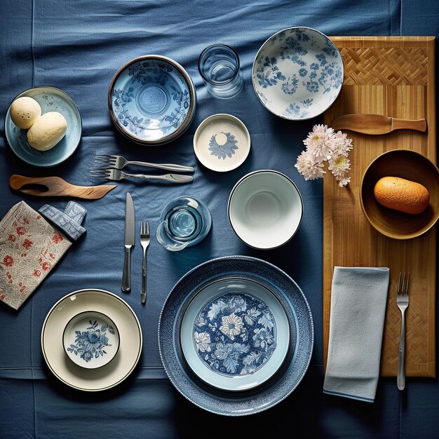 table setting with dishes