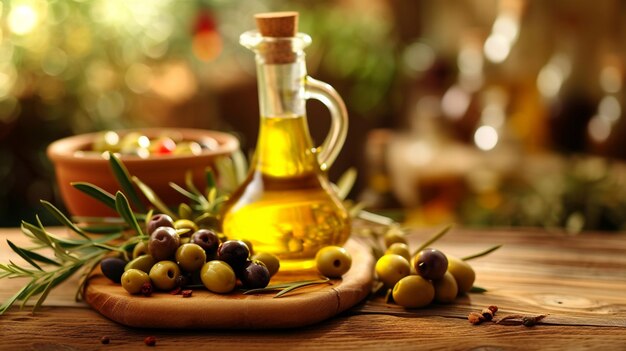 Столовая отделка из оливкового масла и оливок ярких цветов