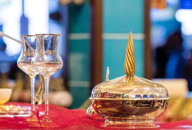 Table setting with oriental dishes