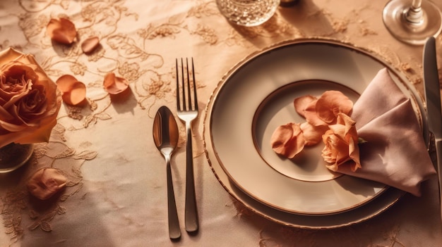 A table setting with a plate and a knife on it