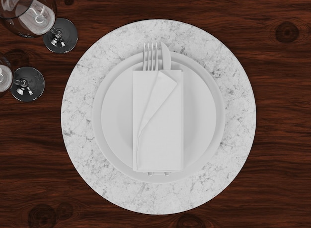 Table Setting on Wooden Table