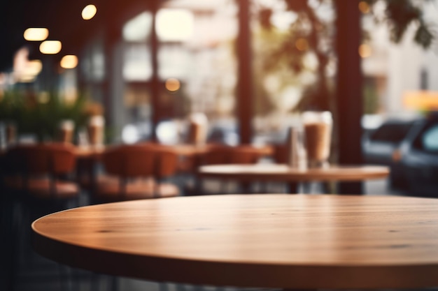 table surface in the foreground blurred background modern caf