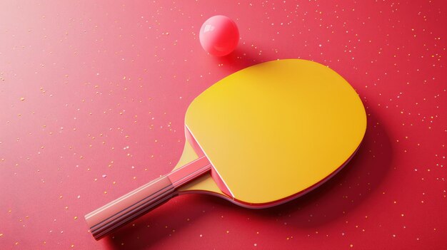 Photo table tennis racket or ping pong bat with a ball for sport equipment vibrant background generate ai