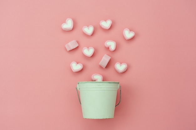 Table top view aerial of decoration valentine's day holiday background concept.