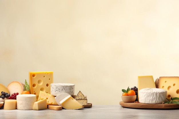стол, накрытый множеством разных видов сыра