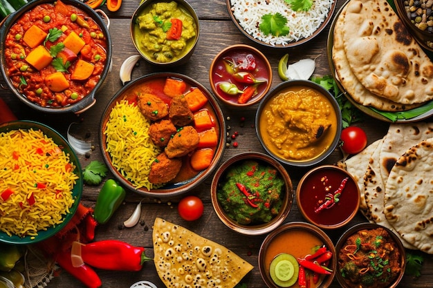 Photo a table topped with lots of different types of food