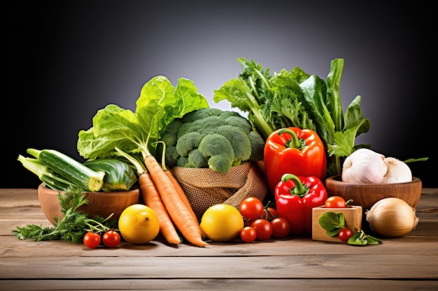 A table topped with lots of different types of vegetables ai