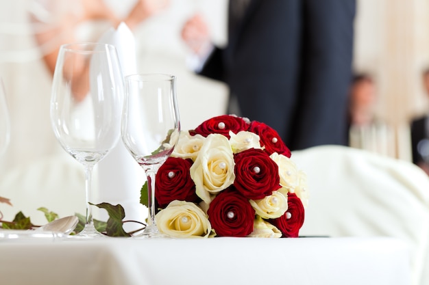 Table at a wedding feast