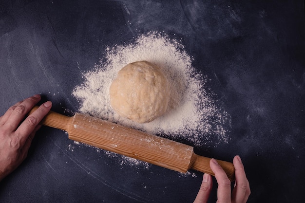 Table with baking products and tools