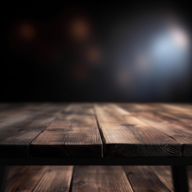 A table with a black background and a white light behind it.