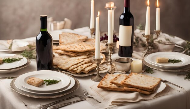 와인 병과 와인 병이 있는 테이블