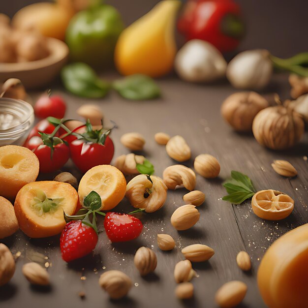 Photo a table with a bowl of nuts and a bowl of seeds on it