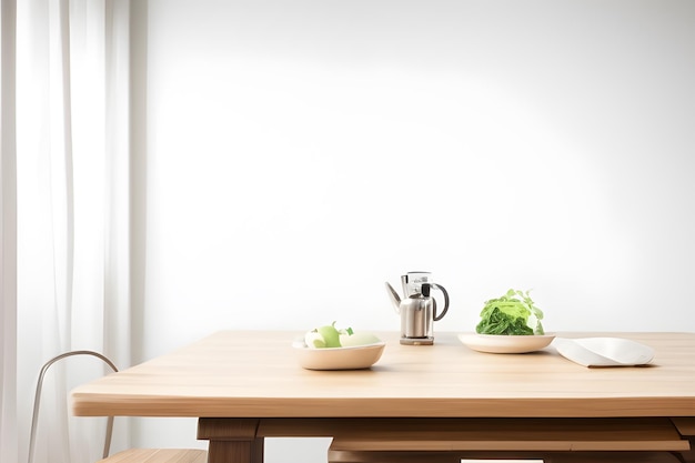 A table with a bowl of vegetables on it