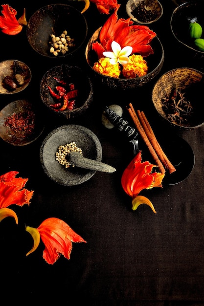 Photo a table with a bunch of chinese items including a dragonfly