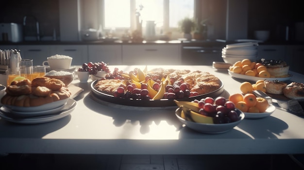 A table with a bunch of fruit on it