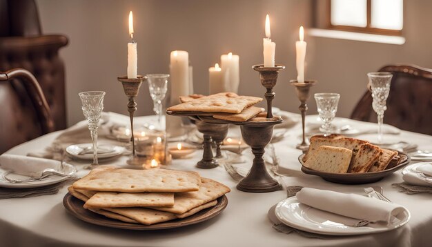 a table with a candle that says  crackers  on it