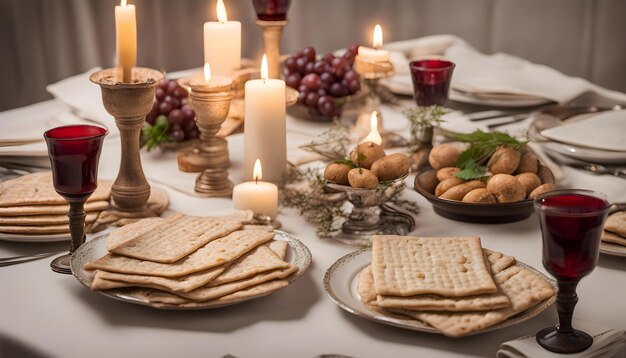 a table with a candle that says crackers on it