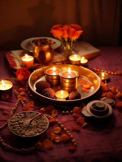 a table with candles and a candle that says " the year "