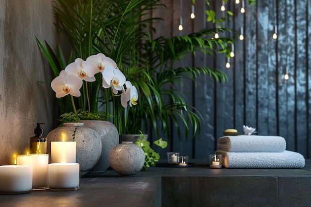 Table with candles and flower vase