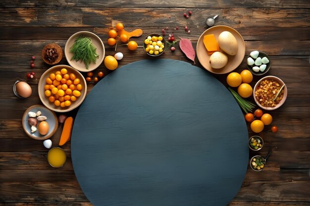 A table with different foods including fruits and vegetables